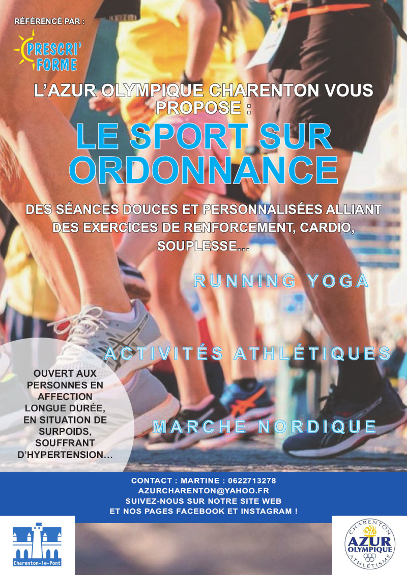 Affiche PRESCRI'FORME du sport sur ordonnance à l'AO Charenton